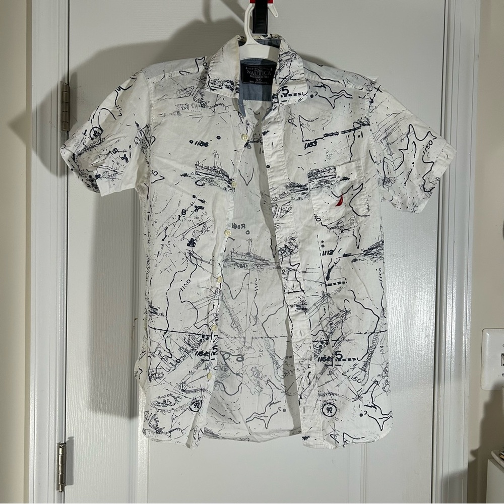 Nautica map short sleeve button up shirt